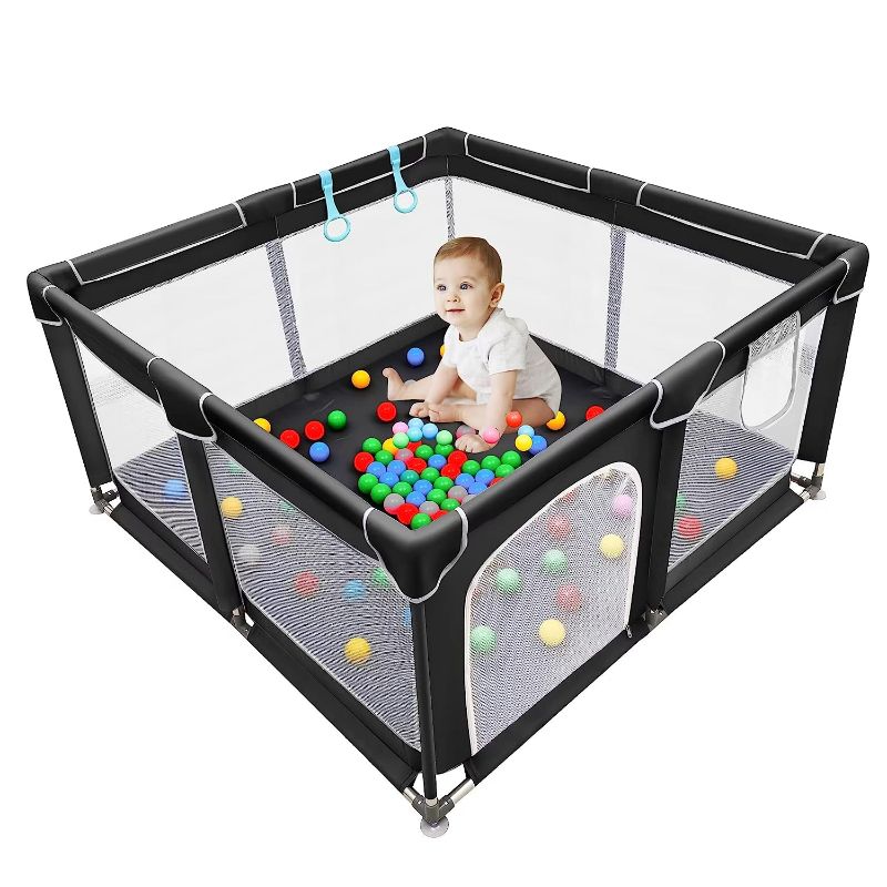 Photo 1 of Baby Playpen, Baby Playard, Playpen for Babies with Gate, BLACK