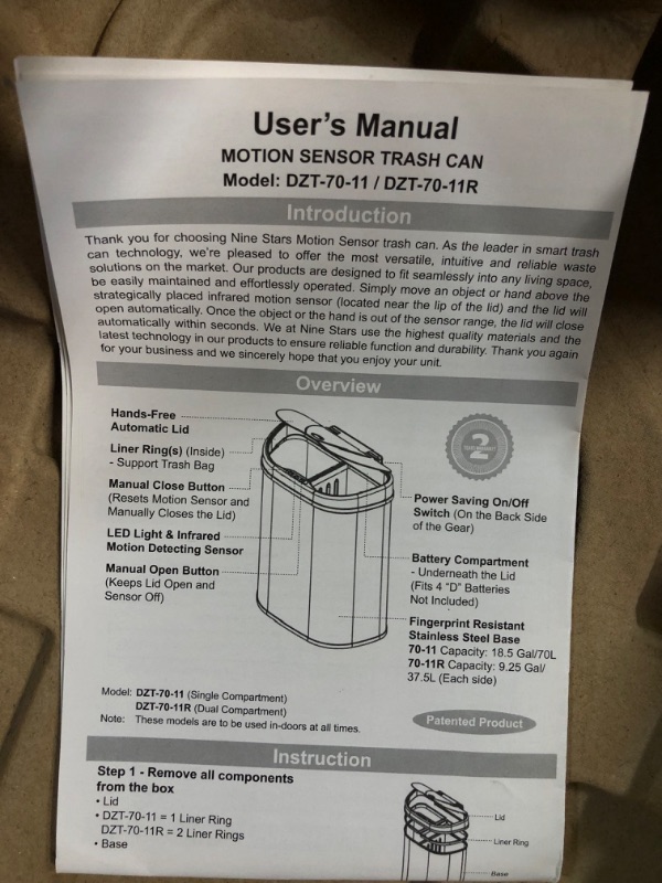 Photo 11 of **SLIGHT USAGE, SEE NOTES** NINESTARS Automatic Touchless Infrared Motion Sensor Trash Can/Recycler 