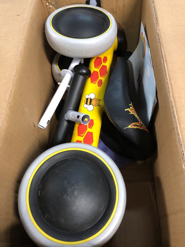 Photo 2 of 10-24 Months Baby Balance Bike - No Pedal Toddler Walker Trainer Riding Toys for Infant 1 Year Old Boys and Girls with 4 Silent Wheels, Carbon Steel Frame, Cushion Seat, First Birthday Gift Bumble Bee