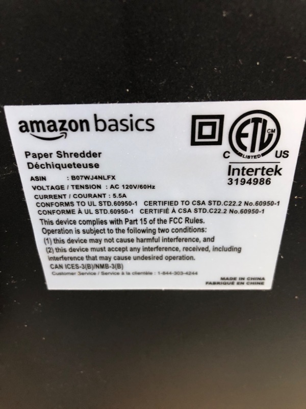 Photo 4 of Amazon Basics 24-Sheet Cross-Cut Paper, CD and Credit Card Home Office Shredder with Pullout Basket 24 Sheet Shredder