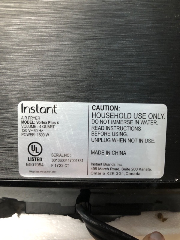 Photo 6 of *PARTS ONLY* Instant Vortex Plus 6-in-1, 4QT Air Fryer Oven