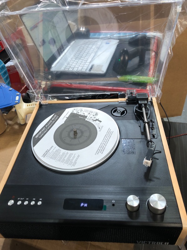 Photo 4 of Victrola Eastwood 3-Speed Bluetooth Turntable with Built-in Speakers and Dust Cover Bamboo