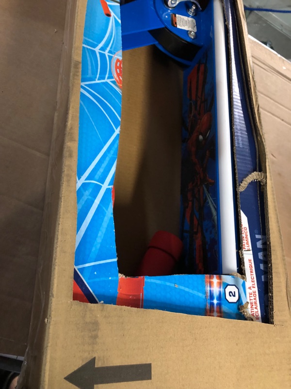 Photo 2 of **USED/SLIGHT DAMAGE,SEE NOTES*** Huffy Spider-Man 2 Wheel Scooter with LED Wheels and Deck - Blue