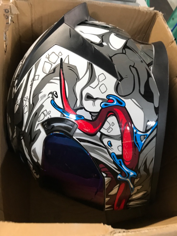 Photo 1 of MotuoMr Unisex-Adult Full Face Motorcycle Helmet DOT Approved Motorbike Moped Street Bike Racing Crash Helmet with Graphict