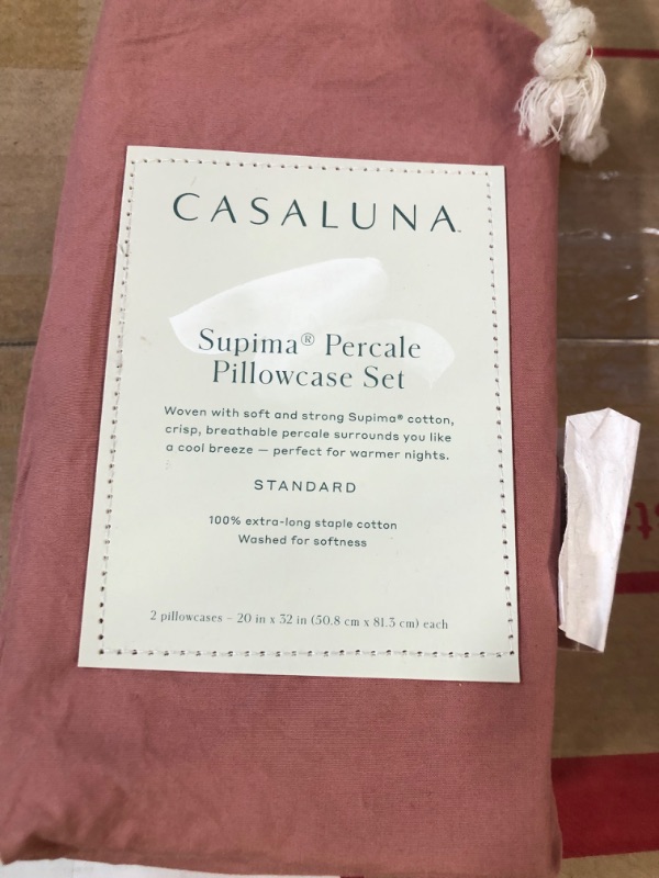 Photo 2 of 500 Thread Count Washed Supima Sateen Solid Pillowcase Set - Casaluna™