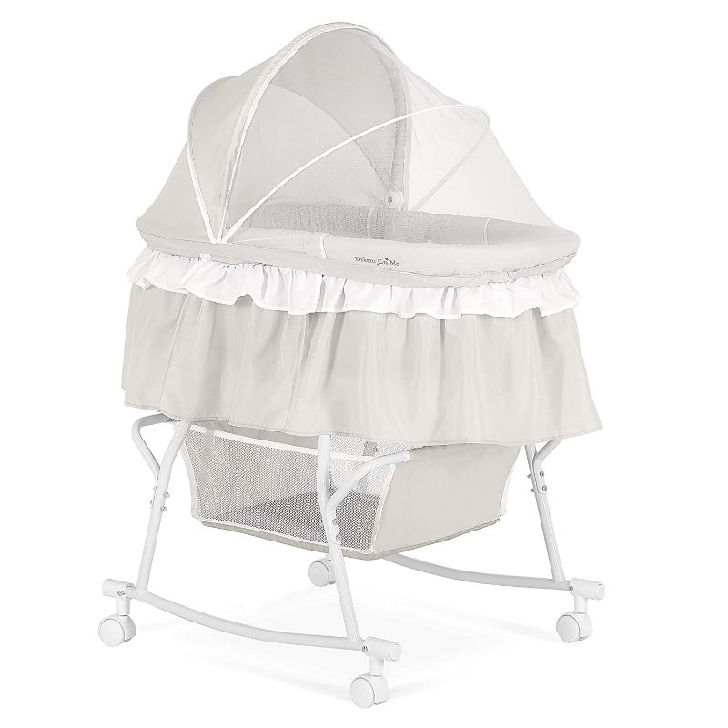 Photo 1 of Dream On Me Lacy Portable 2-in-1 Bassinet & Cradle in Light Grey