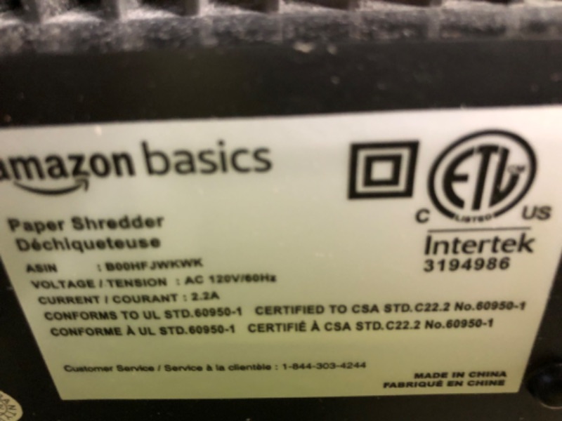 Photo 2 of Amazon Basics 6-Sheet Cross-Cut Paper and Credit Card Home Office Shredder 6 Sheet Shredder