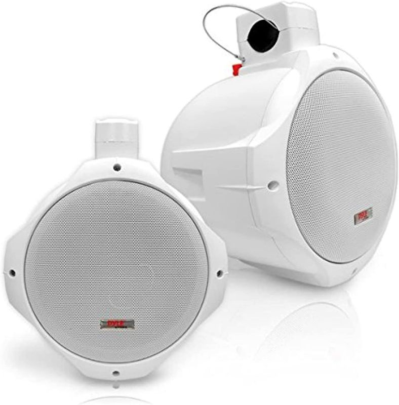 Photo 1 of Pyle Waterproof Marine Wakeboard Tower Speakers - 6.5in Dual Subwoofer Speaker Set - WHITE