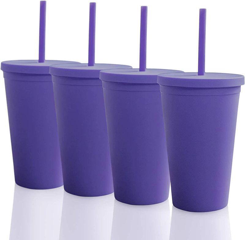 Photo 1 of *NEW* Tumblers with Lids and Straws (4 pack)