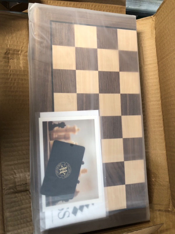 Photo 2 of A&A 15 inch Wooden Folding Chess & Checkers Set