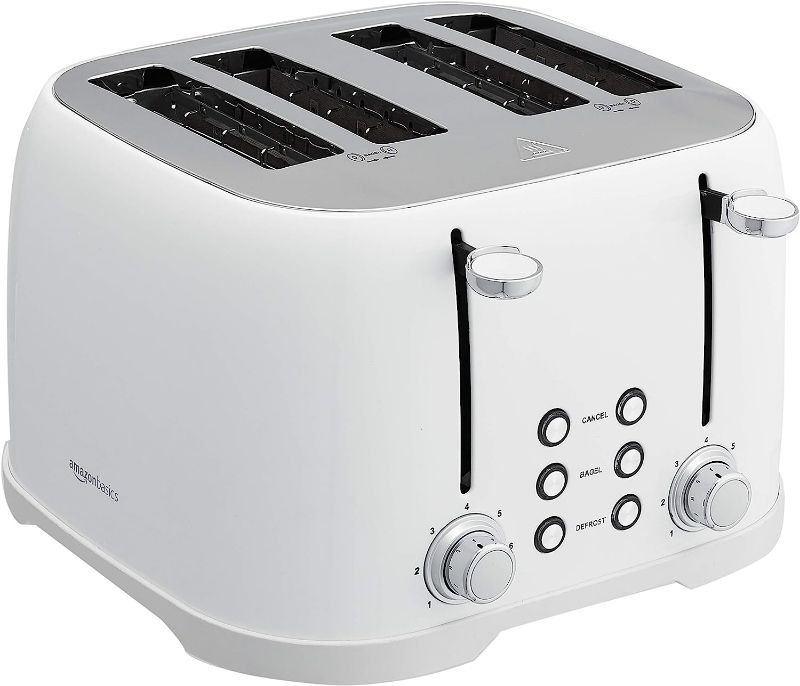 Photo 1 of -USED- Amazon Basics 4-Slot Toaster, White 