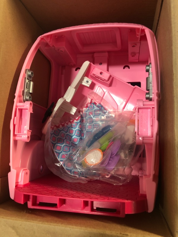 Photo 3 of Barbie Camper Playset With Barbie Accessories, Pool And Furniture, Rolling Vehicle With Campsite Transformation???