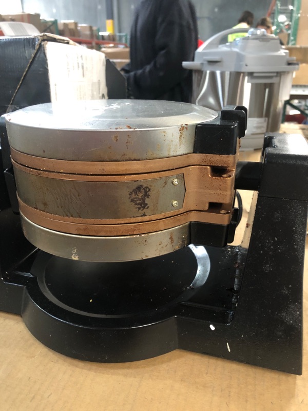 Photo 3 of -HEAVILY USED(SEE PICTURES CLOSELY BEFORE PURCHASE)- Crux Double Rotating Belgian Waffle Maker with Nonstick Plates