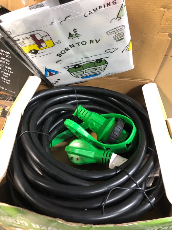 Photo 2 of CAMPER MATTERS 30 Amp 50 FT RV Detachable Power Cord, TT-30P to L5-30R, Heavy Duty PVC Jacket, Easy Plugin Handle, Colorful Storage Bag, and Plastic Strap Organizer 50FT Locking Green 30 Amp