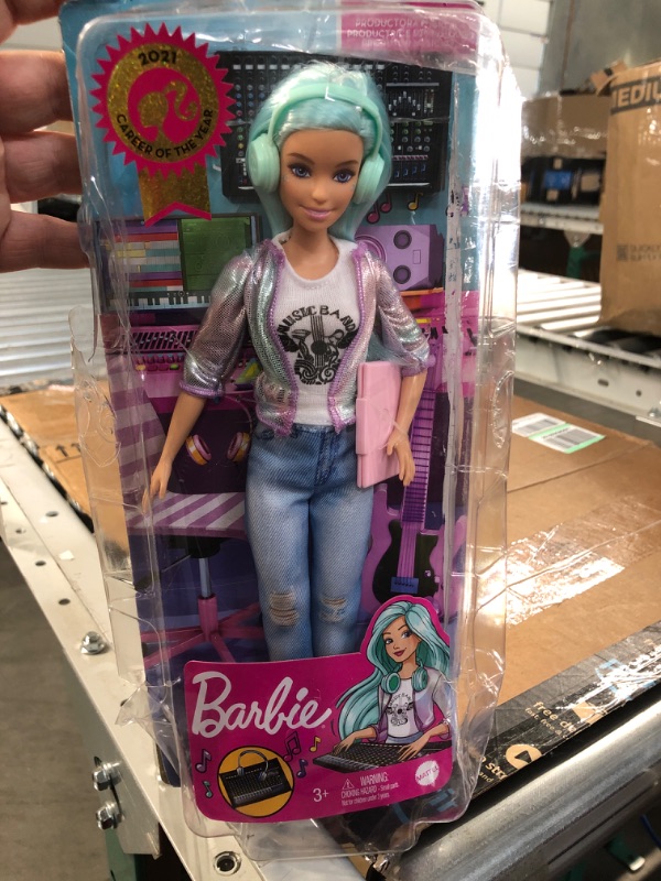 Photo 2 of **USED**Barbie Career of the Year Music Producer Doll (12-in), Colorful Blue Hair, Trendy Tee, Jacket