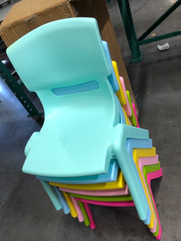 Photo 2 of **USED BUT APPEARS NEW**
 Tonahutu 6PCS Colorful School Stackable School Chairs 