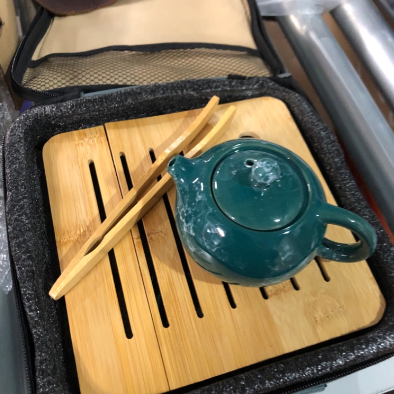 Photo 1 of **Read Notes** Ceramic Kungfu Tea Set Travel - Green