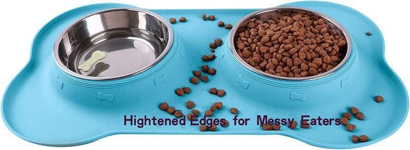 Photo 1 of *BRAND NEW* Hubulk Pet Dog Bowls 2 Stainless Steel Dog Bowl with No Spill Non-Skid Silicone Mat