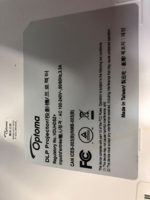 Photo 1 of *DAMAGED* *SEE NOTES* Optoma UHD35x True 4K UHD Gaming Projector 

