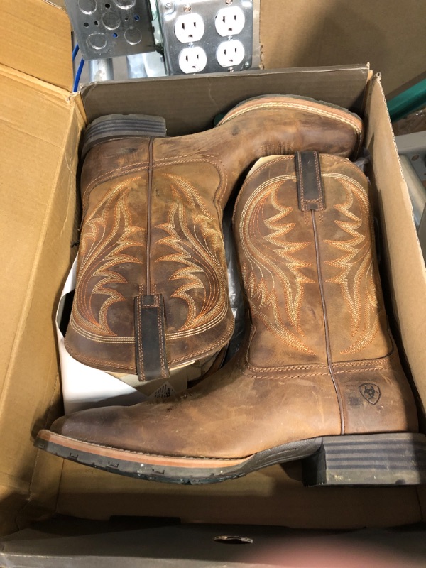 Photo 2 of Ariat Hybrid Rancher Western Boot – Men’s Leather, Square Toe Western Boots 11 Distressed Brown