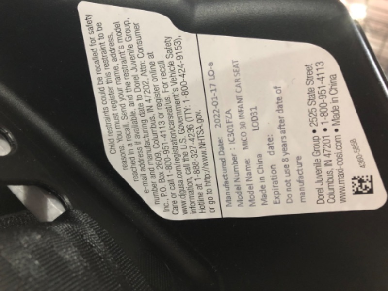 Photo 5 of [USED] Maxi-Cosi Mico 30 Infant Car Seat - Midnight Black (PureCosi)