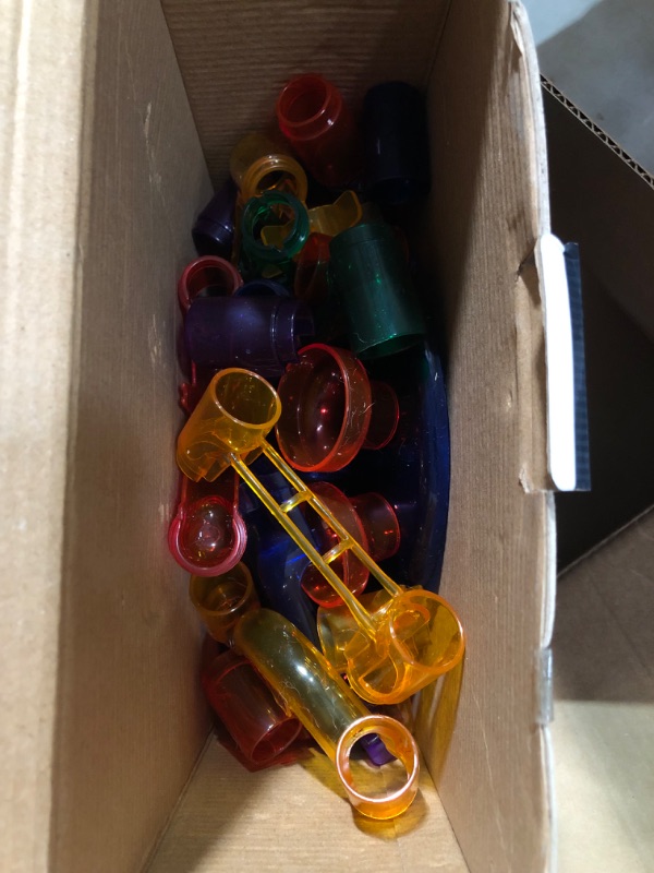 Photo 2 of [USED] Marble Genius Marble Run Starter Set; 130 Complete Pieces (80 Translucent Marbulous Pieces + 50 Glass-Marble Set) & Free Instruction App; Marble Run For Kids 4-8 & Toddlers; Toy Marble Maze Track Game