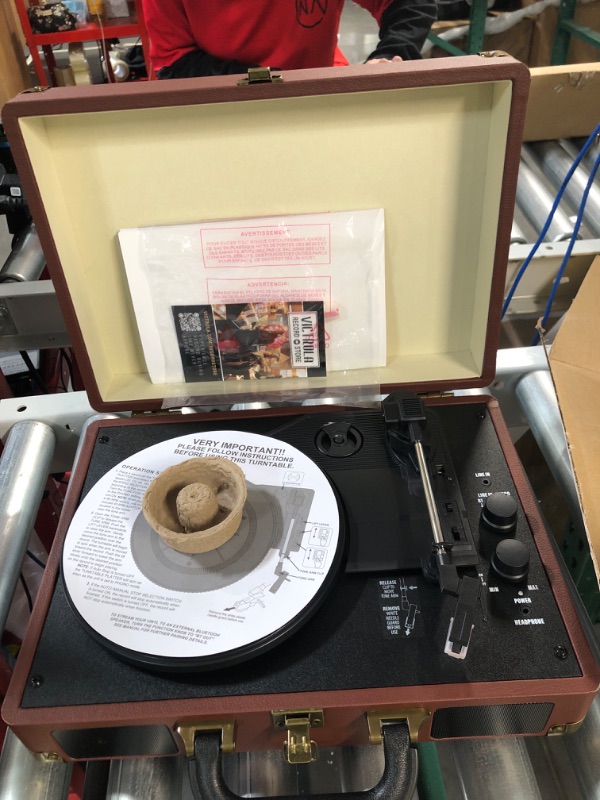 Photo 2 of Victrola Journey+ Bluetooth Suitcase Record Player, Dark Brown.