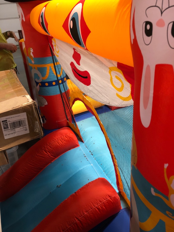 Photo 1 of AirMyFun Bounce House with Blower, Inflatable Jump Bouncy Castle for Kids, with Wide Slide, Ball Pool for Backyard Play & Party Fun, A820311010785506

