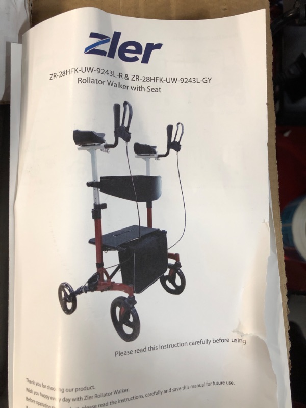 Photo 5 of Zler Heavy Duty Upright Walker -  Up to 500 lbs,  & Padded Backrest(Grey)