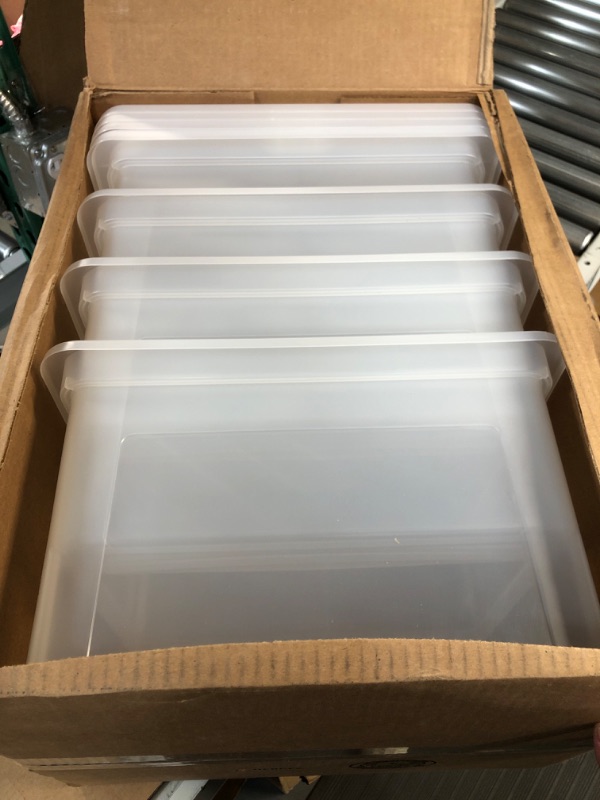 Photo 1 of **USED**1 BIN HAS A CRACK SEE PICTURES**  USA Letter/Legal File Tote Box, BPA-Free Storage Bins - Clear 4 Pack 