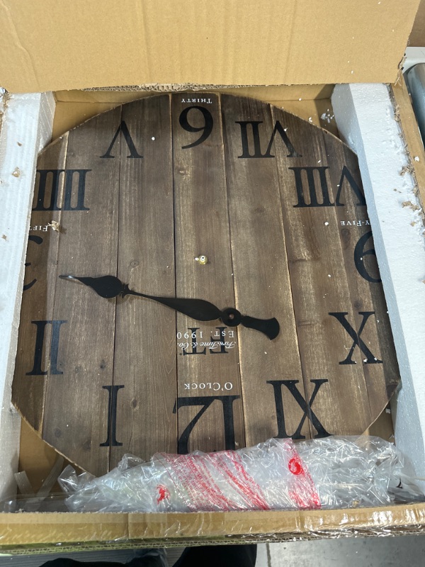 Photo 2 of ***DAMAGED, SEE NOTES*** FirsTime & Co. Rustic Barnwood Wall Clock, 24", 18 x 2 x 18, Weathered Brown