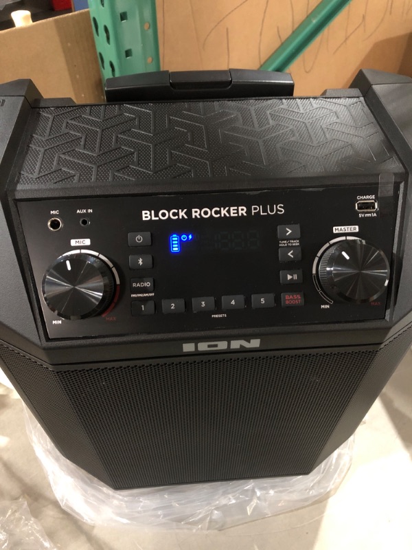 Photo 3 of ION Audio Block Rocker Plus - Portable Bluetooth Speaker 100W W/Battery, Karaoke Microphone, AM FM Radio, Wheels & Telescopic Handle and USB Charging, Black