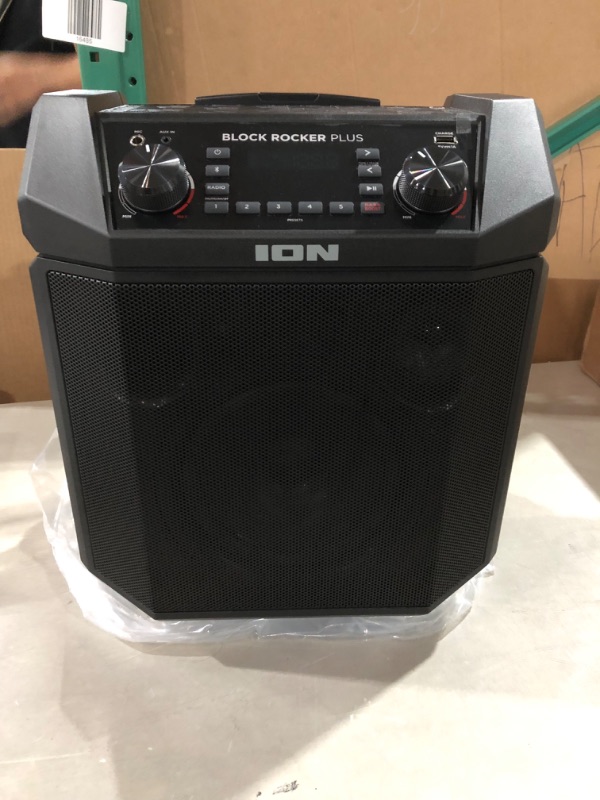 Photo 2 of ION Audio Block Rocker Plus - Portable Bluetooth Speaker 100W W/Battery, Karaoke Microphone, AM FM Radio, Wheels & Telescopic Handle and USB Charging, Black