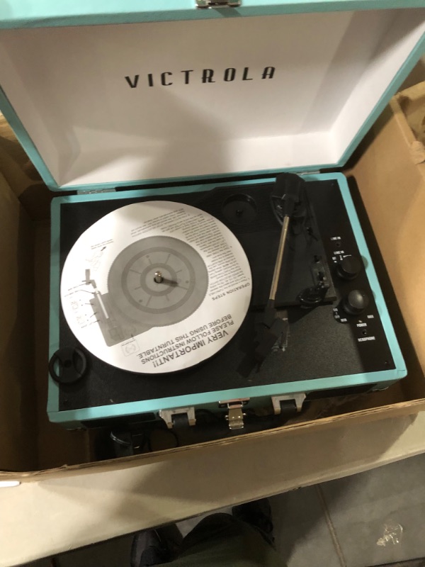 Photo 1 of *SEE NOTES* Victrola Journey+ Bluetooth Suitcase Record Player, Turquoise 