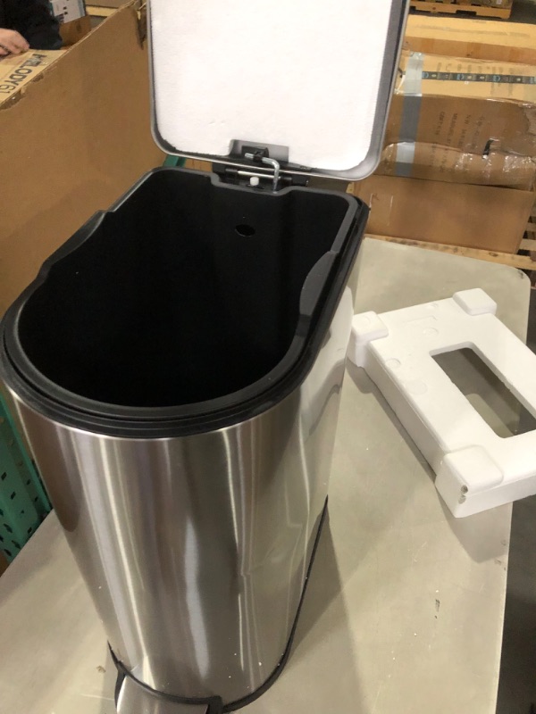 Photo 5 of *SEE NOTES* Basics Stainless Steel Rectangular Soft-Close Trash Can with Foot Petal for Narrow Spaces - 40L / 10.5 Gallon
