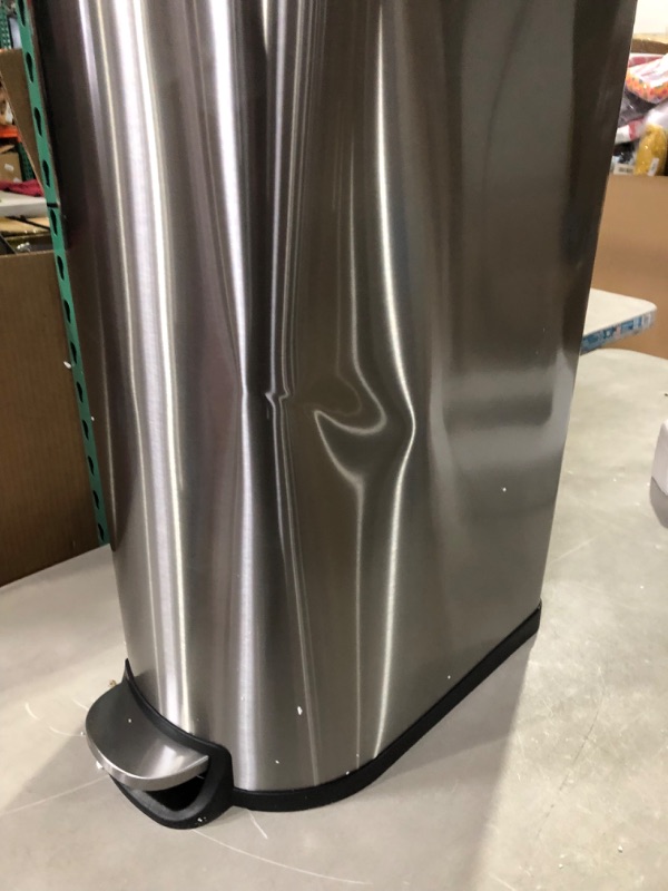 Photo 4 of *SEE NOTES* Basics Stainless Steel Rectangular Soft-Close Trash Can with Foot Petal for Narrow Spaces - 40L / 10.5 Gallon