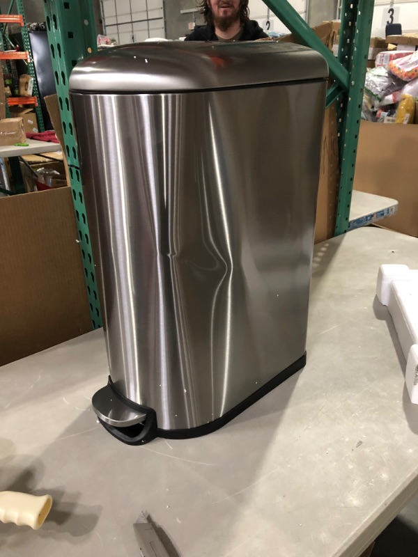 Photo 2 of *SEE NOTES* Basics Stainless Steel Rectangular Soft-Close Trash Can with Foot Petal for Narrow Spaces - 40L / 10.5 Gallon