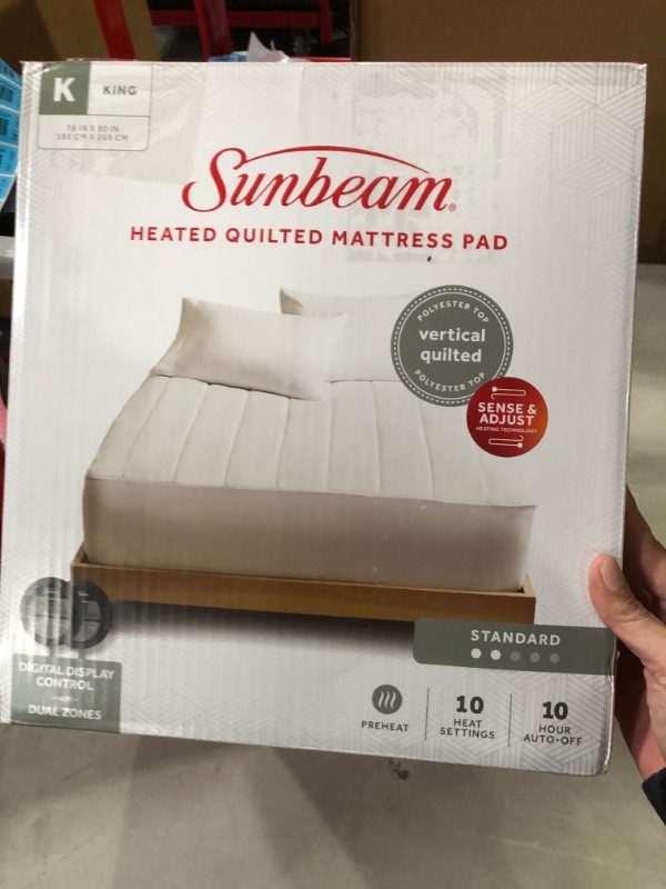 Photo 3 of *SEE NOTES* Sunbeam Restful Quilted Heated Mattress Pad - King King Vertical Quilted Mattress Pad