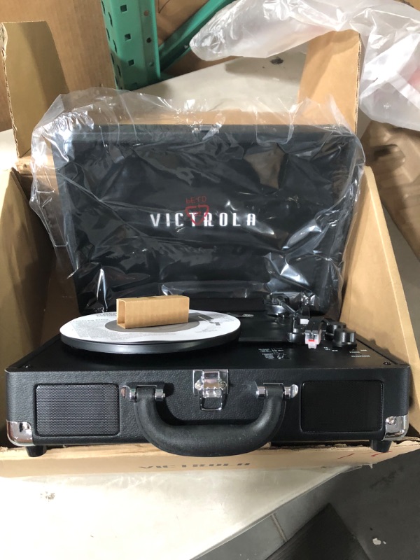 Photo 2 of Victrola Vintage 3-Speed Bluetooth Portable Suitcase Record Player with Built-in Speakers | Upgraded Turntable Audio Sound| Includes Extra Stylus | Black, Model Number: VSC-550BT-BK, 1SFA