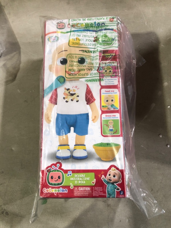 Photo 2 of CoComelon Deluxe Interactive JJ Doll - Includes JJ, Shirt, Shorts, Pair of Shoes, Bowl of Peas, Spoon- Toys for Preschoolers