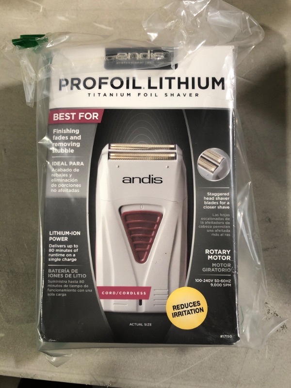 Photo 2 of Andis 17150(TS-1) Pro Foil Lithium Titanium Foil Shaver, Cord/Cordless, Gray