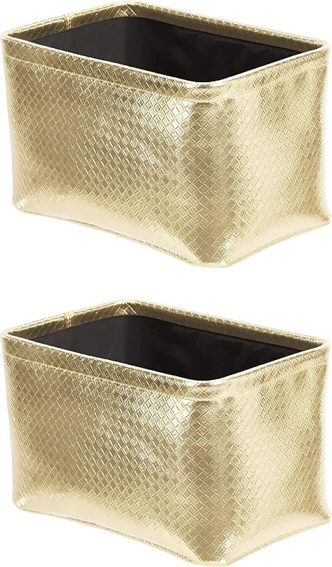 Photo 1 of Amazon Basics Storage Bins - Metallic Gold, 2-Pack