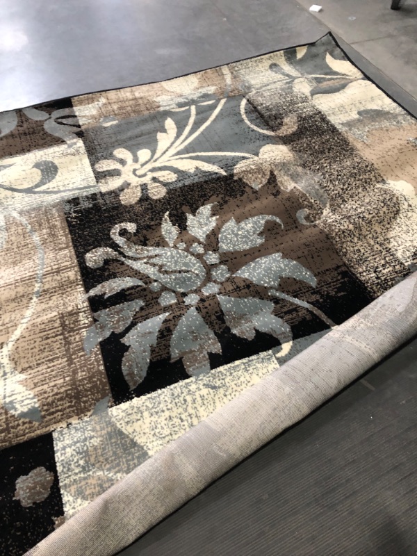 Photo 4 of **USED** SUPERIOR Indoor Area Rug with Jute Backing, Perfect for Living Room, Hallway and Bedroom. Hardwood Floor Decoration Pastiche Contemporary Floral Patchwork Carpet, 8' X 10', Beige 8 ft. x 10 ft. Rectangular Beige