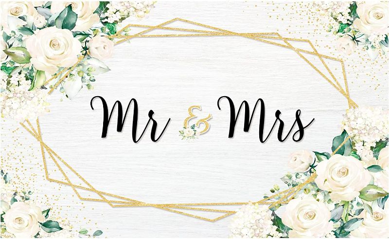 Photo 1 of **SEE NOTES**
Allenjoy White Floral Mr & Mrs Engagement Decorations Backdrop - 86" x 59"