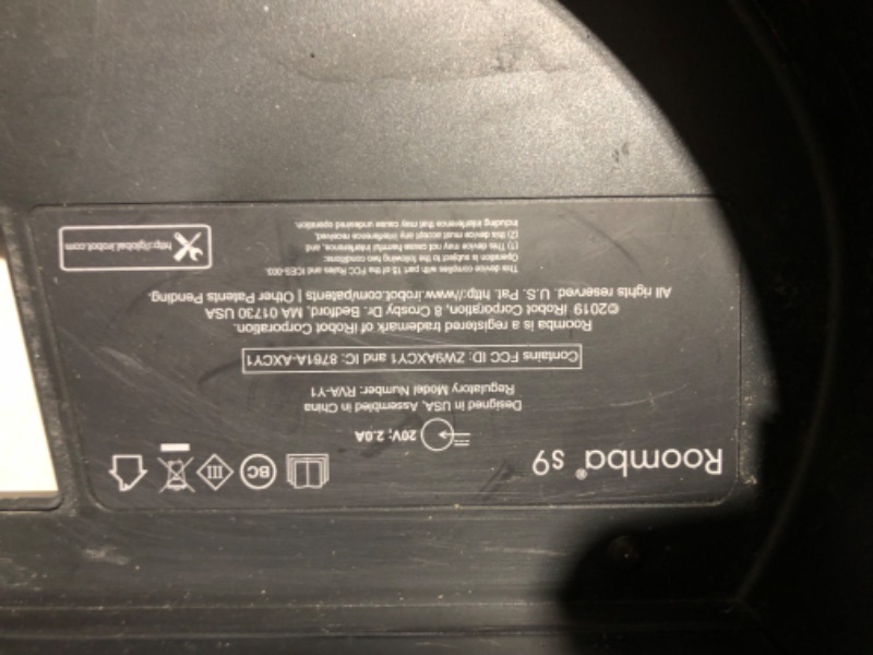 Photo 5 of **DOES NOT POWER ON** FOR PARTS ONLY  iRobot Roomba s9+ (9550) Robot Vacuum with Automatic Dirt Disposal- Empties itself, Wi-Fi Connected, Smart Mapping, Powerful Suction, Corners & Edges, Ideal for Pet Hair, Black