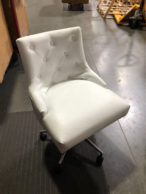 Photo 6 of ***MISSING PARTS - SCUFFS AND SCRAPES - SEE NOTES***
Modway Regent Tufted Button Faux Leather Swivel Office Chair with Nailhead Trim in White