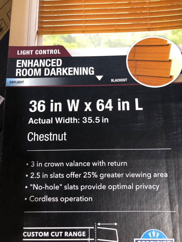 Photo 3 of Home Decorators Chestnut 2.5" Cordless Premium Faux Wood Blind Thats Moisture Resistant