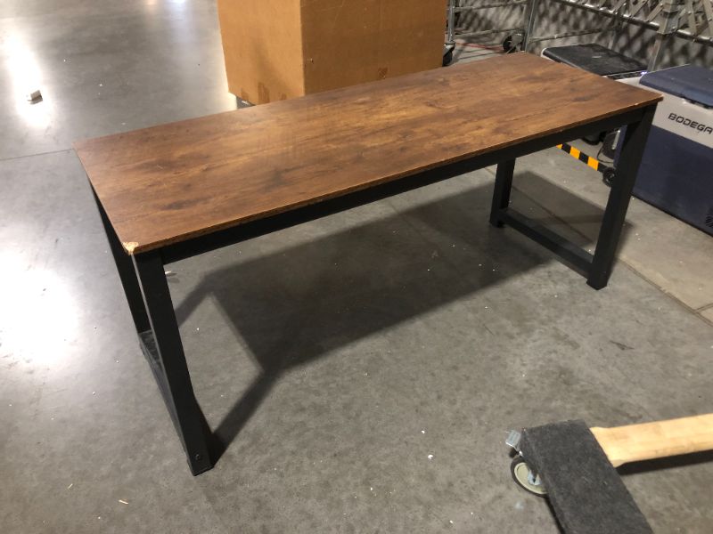 Photo 1 of **MISSING HARDWARE** Computer Desk Home Office Desk 55 Inch Writing Desks Small Space Desk Study Table Modern Simple Style Work Table with Storage Bag Headphone Hook Wooden Tabletop Metal Frame for Home, Bedroom 55-Inch Vintage Rustic