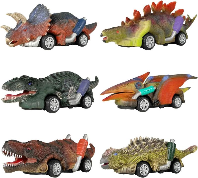 Photo 1 of DINOBROS Dinosaur Toy Pull Back Cars,6 Pack Dino Toys, Pull Back Toy Cars,Dinosaur Games with T-Rex (2 Pack)
