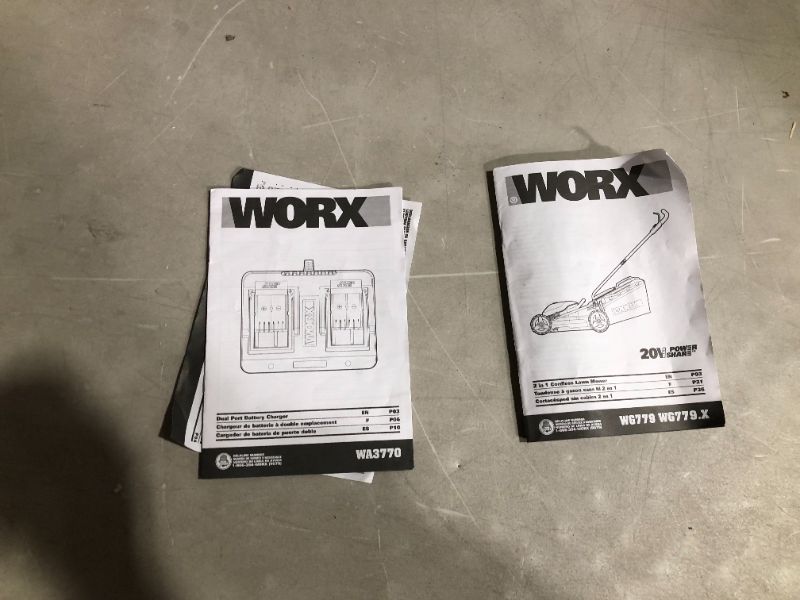 Photo 1 of ***DAMAGED - SEE NOTES***
Worx WG779 40V Power Share 4.0Ah 14" Cordless Lawn Mower (Batteries & Charger Included)